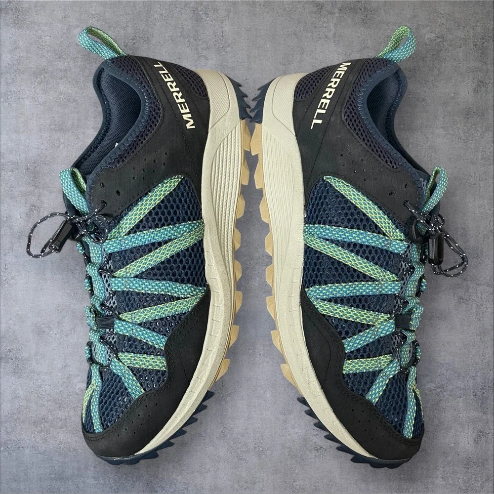 Merrell Navy Blue/Green Wildwood Aerosport Water Trail Hiking Shoes Mens 8.5